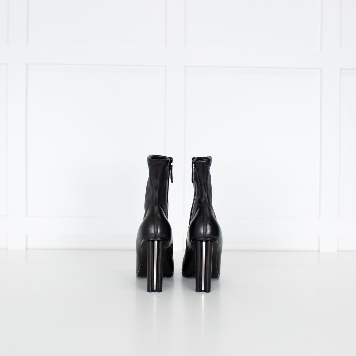 Alexander McQueen Black Leather Pull On Sock Boots