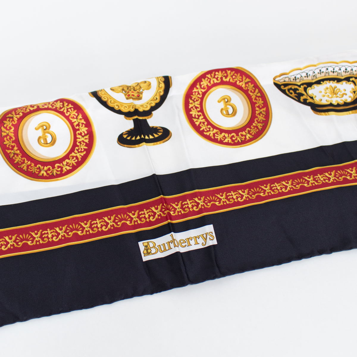 Burberry Silk Square Black and Gold Trophy Scarf