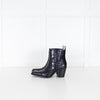 Ganni Black Croc Effect Leather Ankle Cowboy Boots