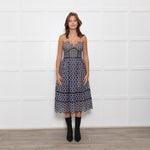 Self-Portrait Blue and White Lace Strappy Dress