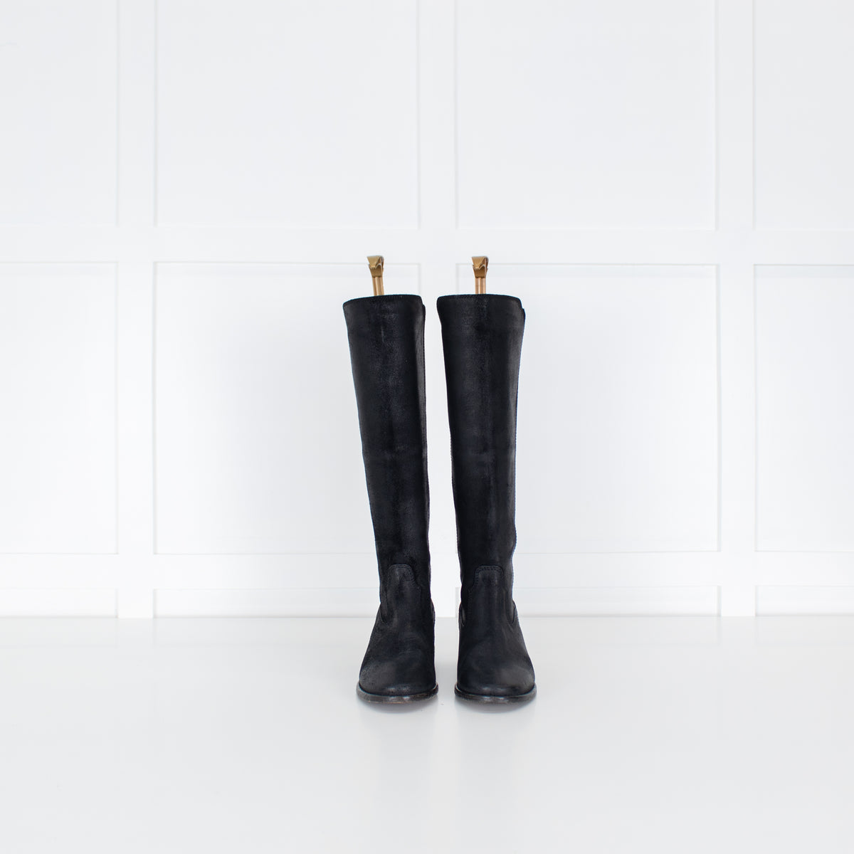 Isabel Marant Black Distressed Leather Flat Boots