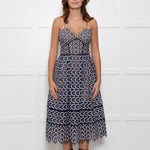 Self-Portrait Blue and White Lace Strappy Dress