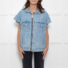 MSGM Milano Blue Denim Ruffle Sleeve Jacket