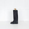 Isabel Marant Black Distressed Leather Flat Boots