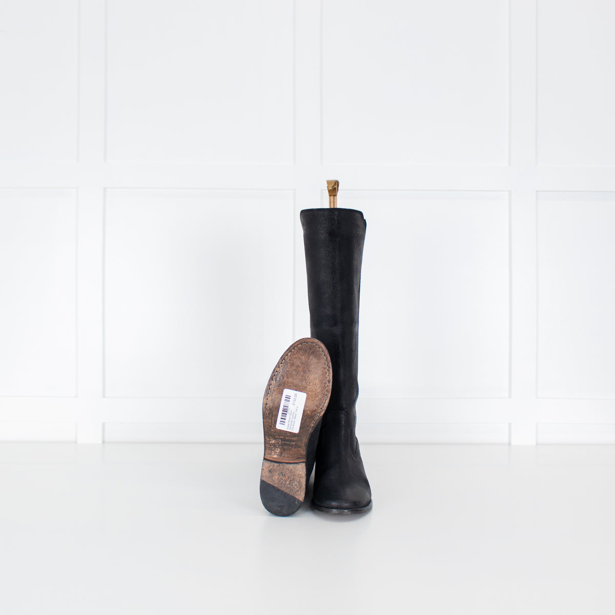 Isabel Marant Black Distressed Leather Flat Boots