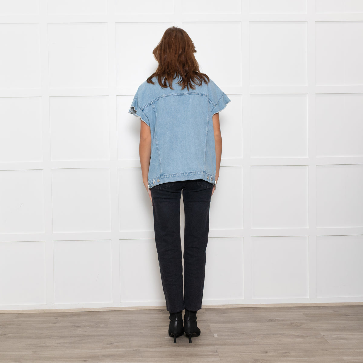 MSGM Milano Blue Denim Ruffle Sleeve Jacket