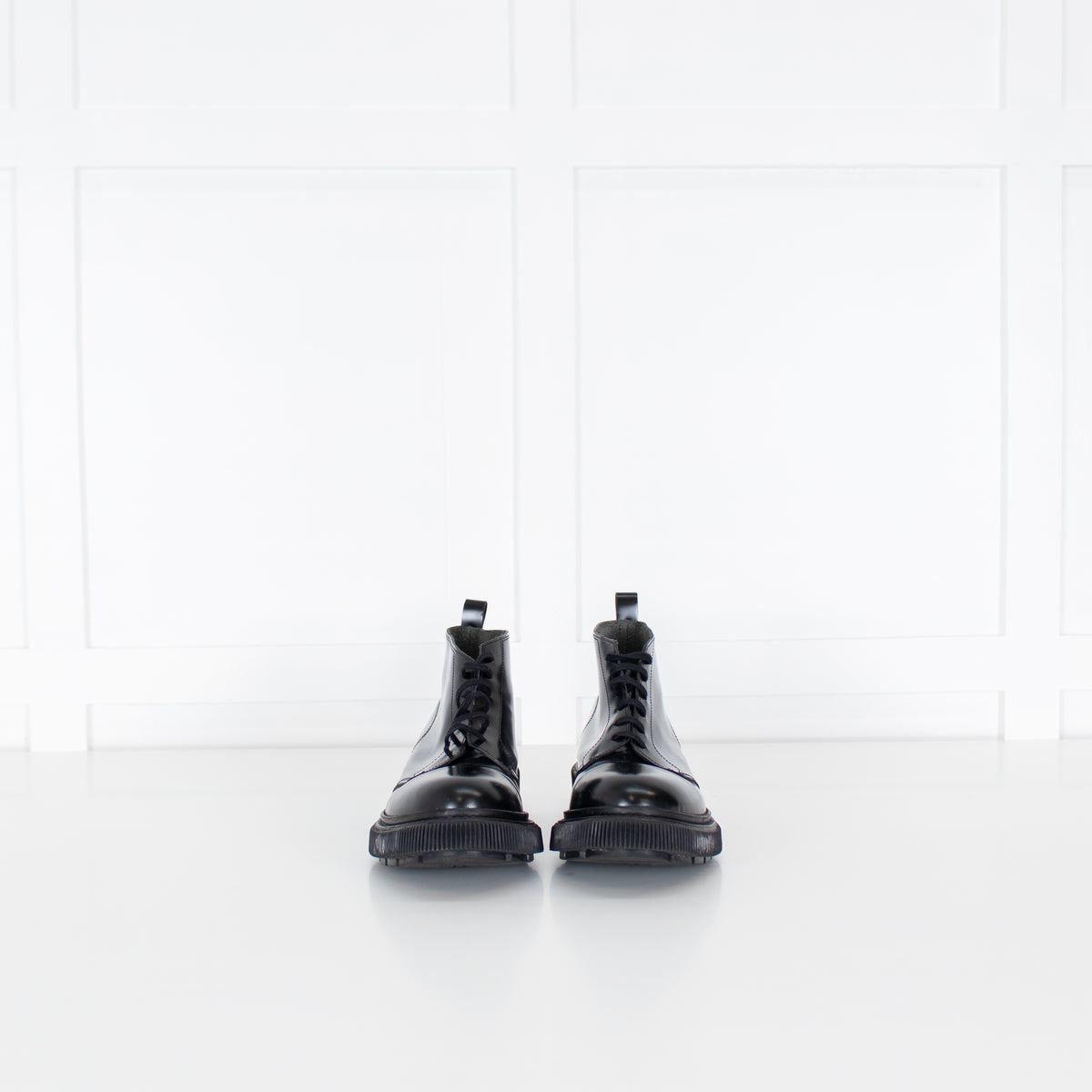 Adieu Black Glossy Leather Lace Up Shoes