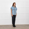 MSGM Milano Blue Denim Ruffle Sleeve Jacket
