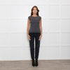 Luisa Spagnoli Grey Wool Sleeveless Top with Cutout Detail
