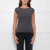 Luisa Spagnoli Grey Wool Sleeveless Top with Cutout Detail
