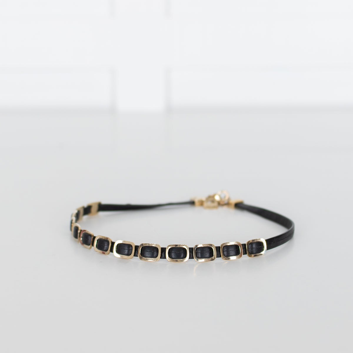 Salvatore Ferragamo Black Gold Vara Chain 2 Lotus Bracelet