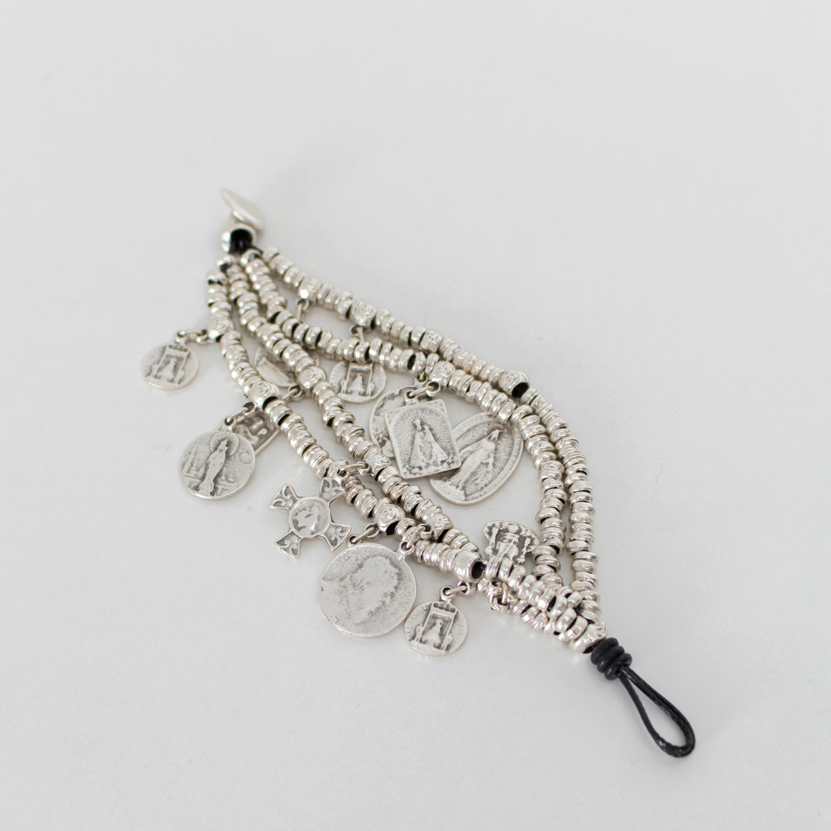 By Virgo Silver on Leather Bysantine Bracelet