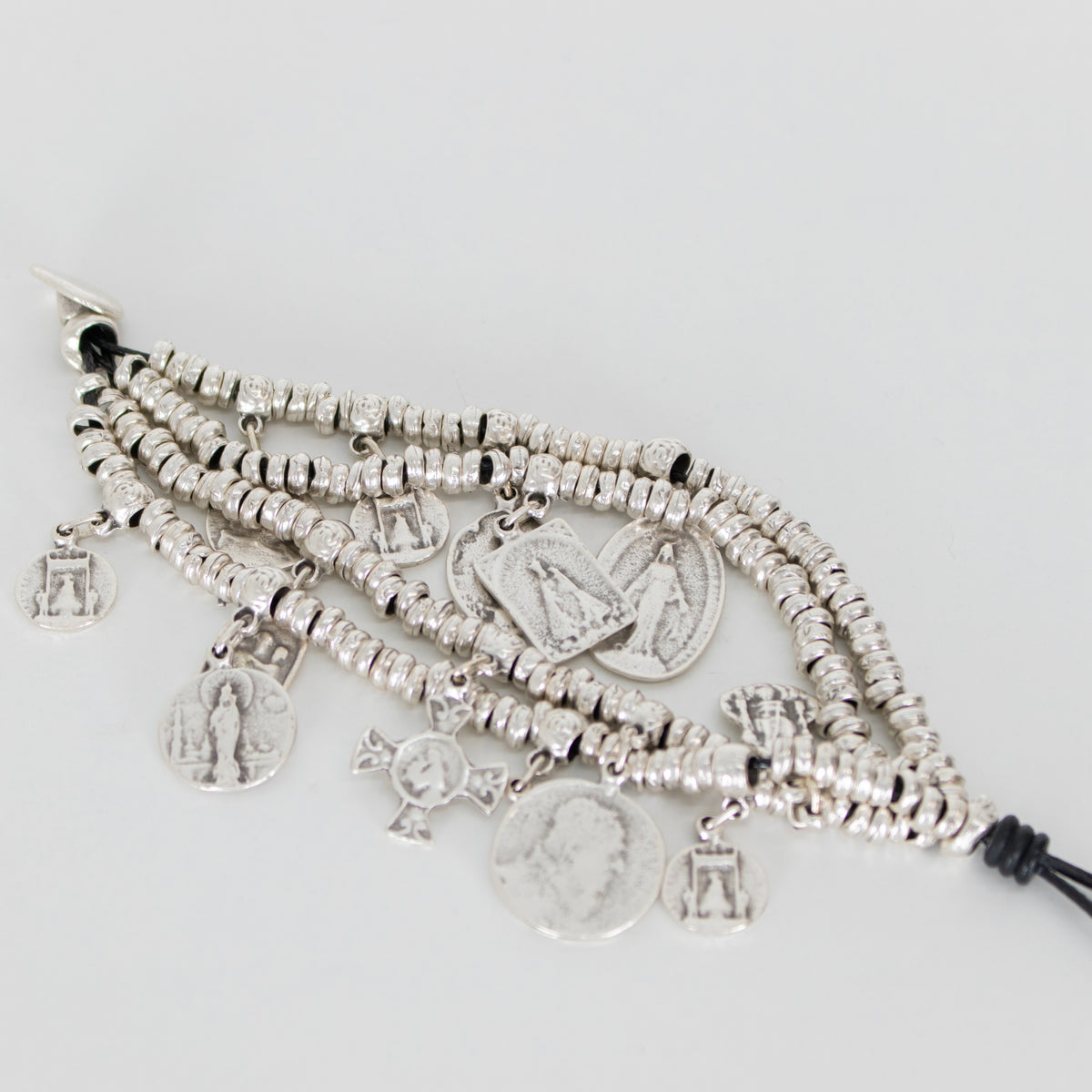 By Virgo Silver on Leather Bysantine Bracelet