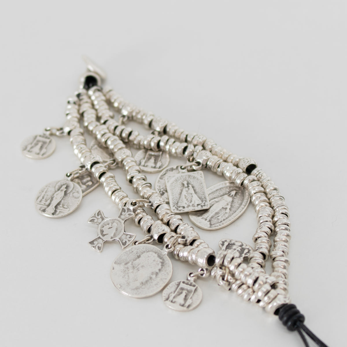 By Virgo Silver on Leather Bysantine Bracelet