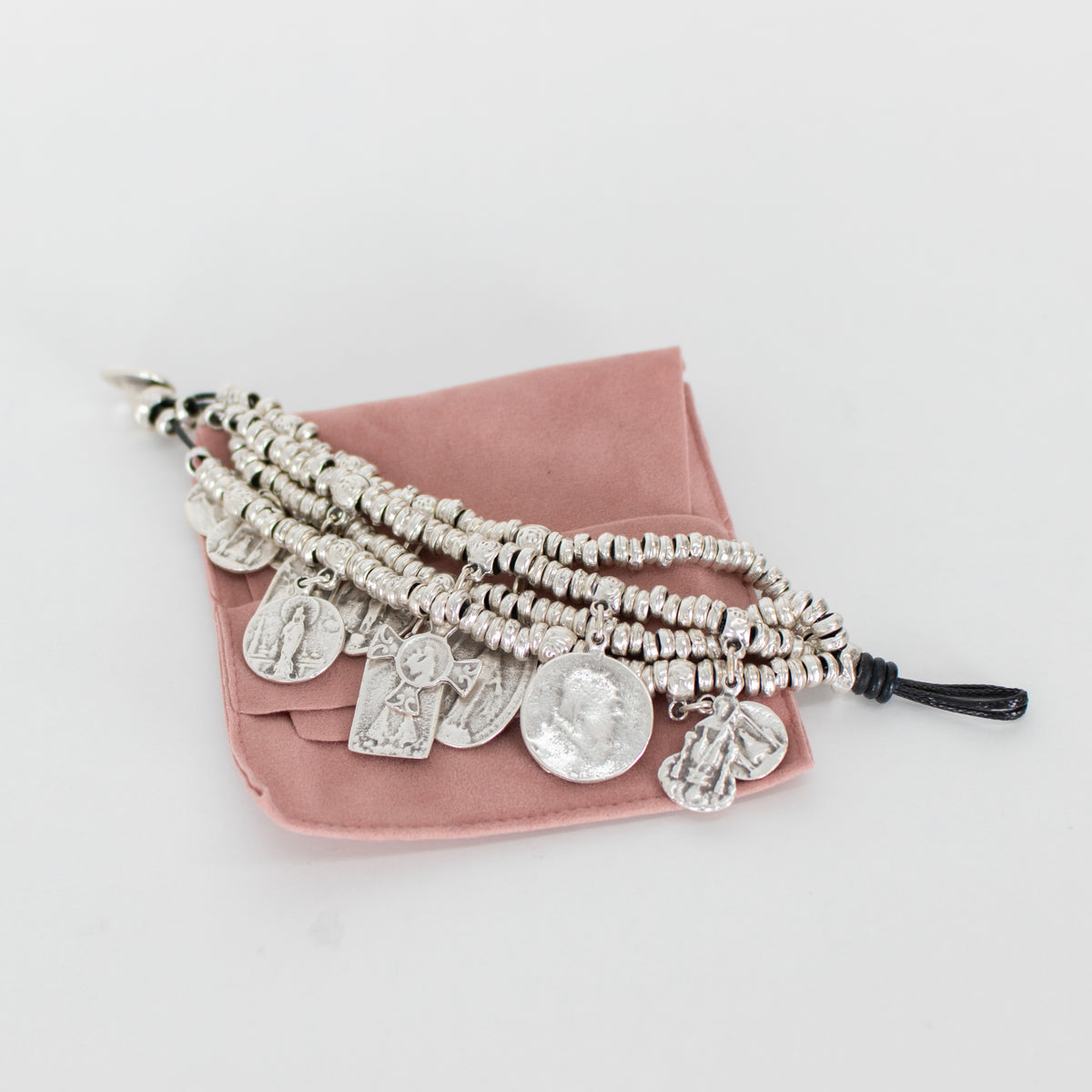 By Virgo Silver on Leather Bysantine Bracelet