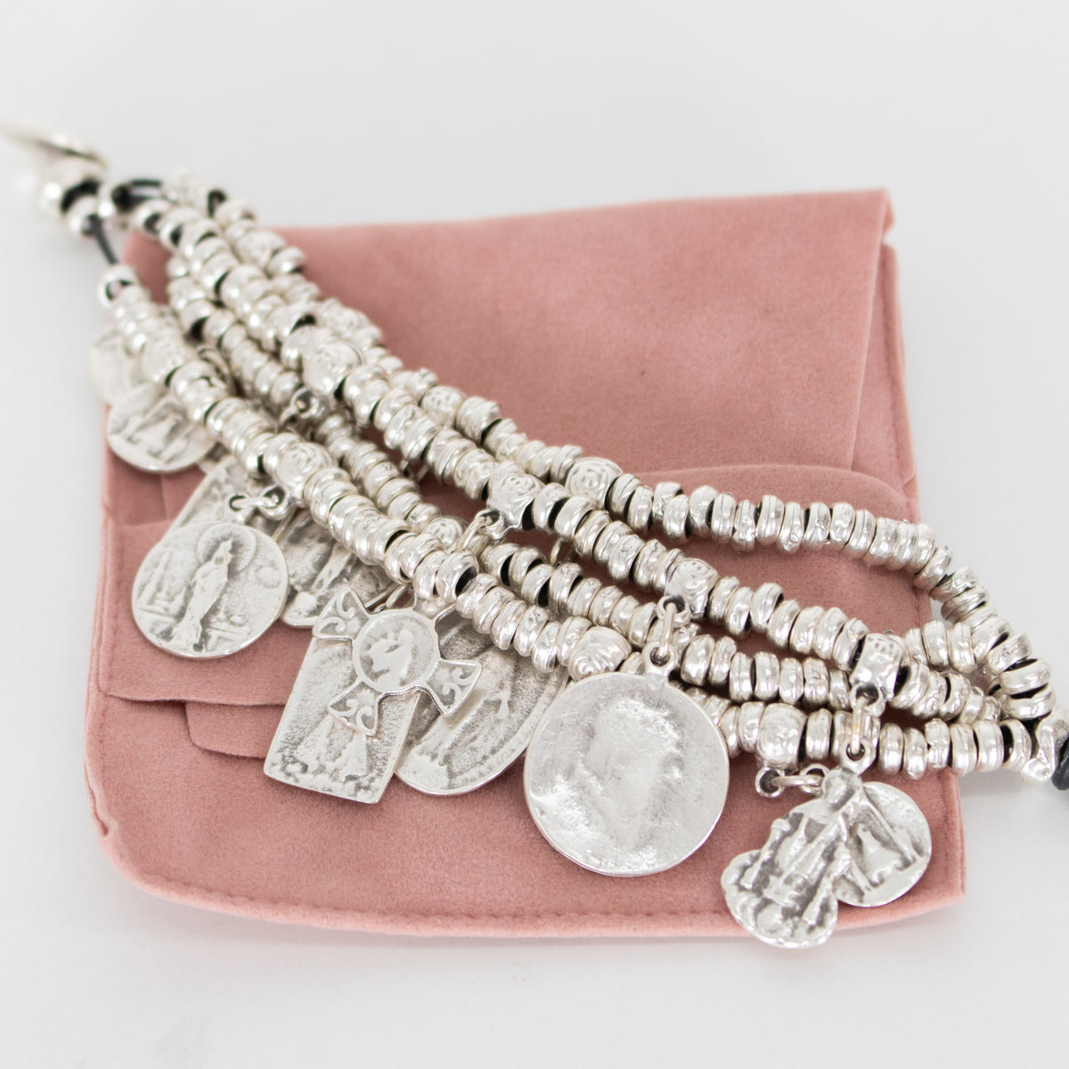 By Virgo Silver on Leather Bysantine Bracelet