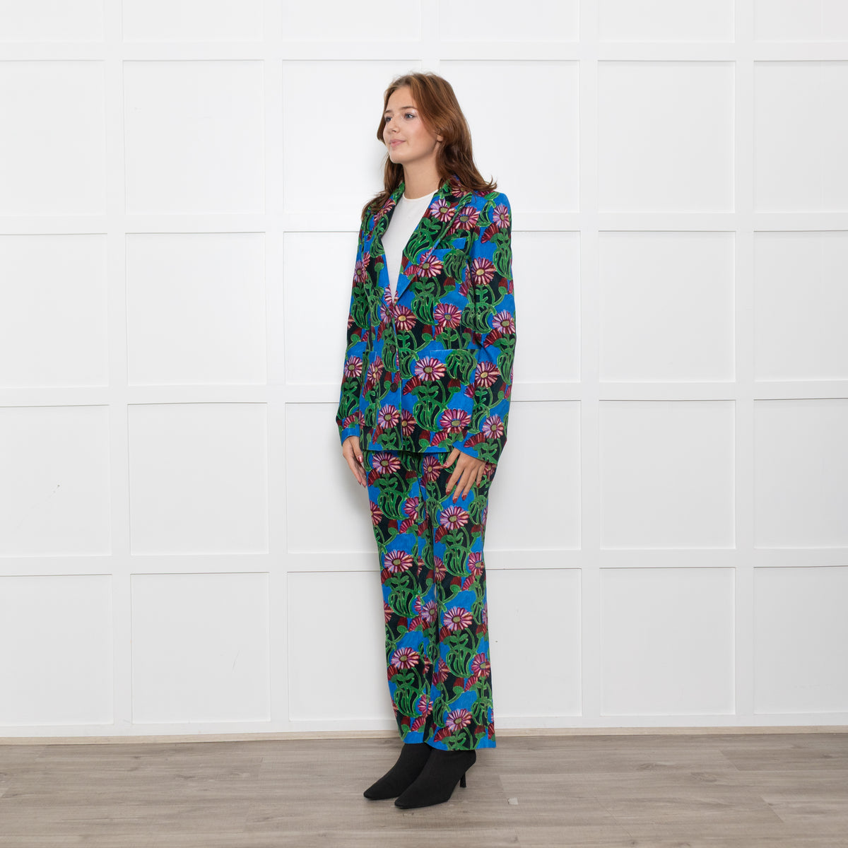 La Double J Blue Multi Floral Print Edition 30 Velvet Blazer