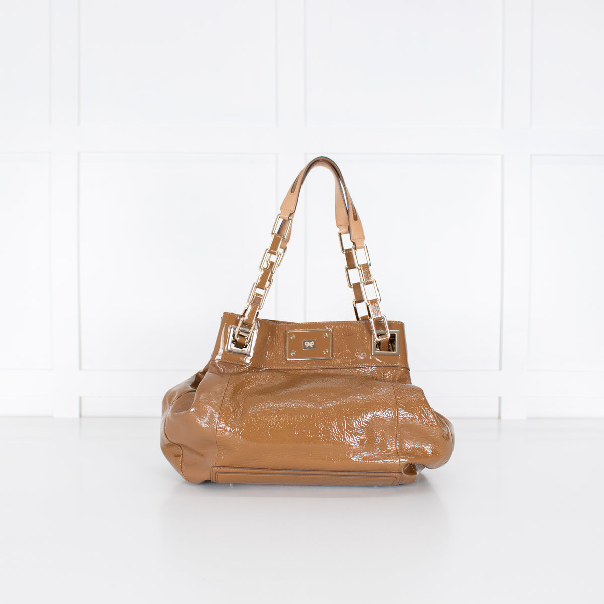 Anya Hindmarch Tan Patent Shoulder Bag
