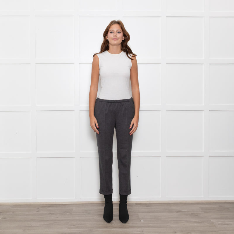 Masscob Grey Elasticated Waist Cigarette Trousers