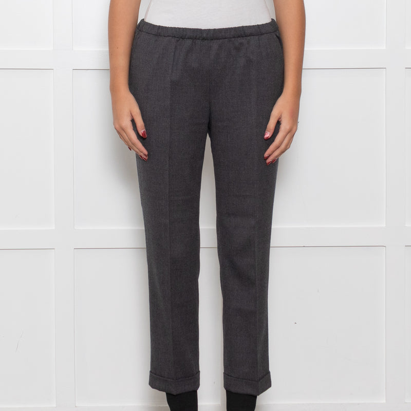 Masscob Grey Elasticated Waist Cigarette Trousers