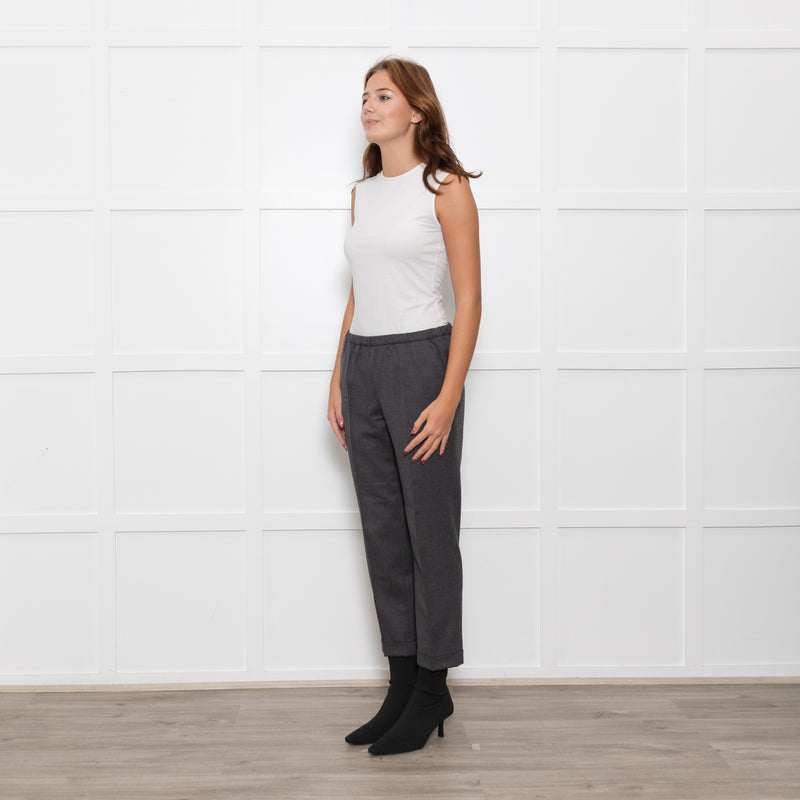 Masscob Grey Elasticated Waist Cigarette Trousers