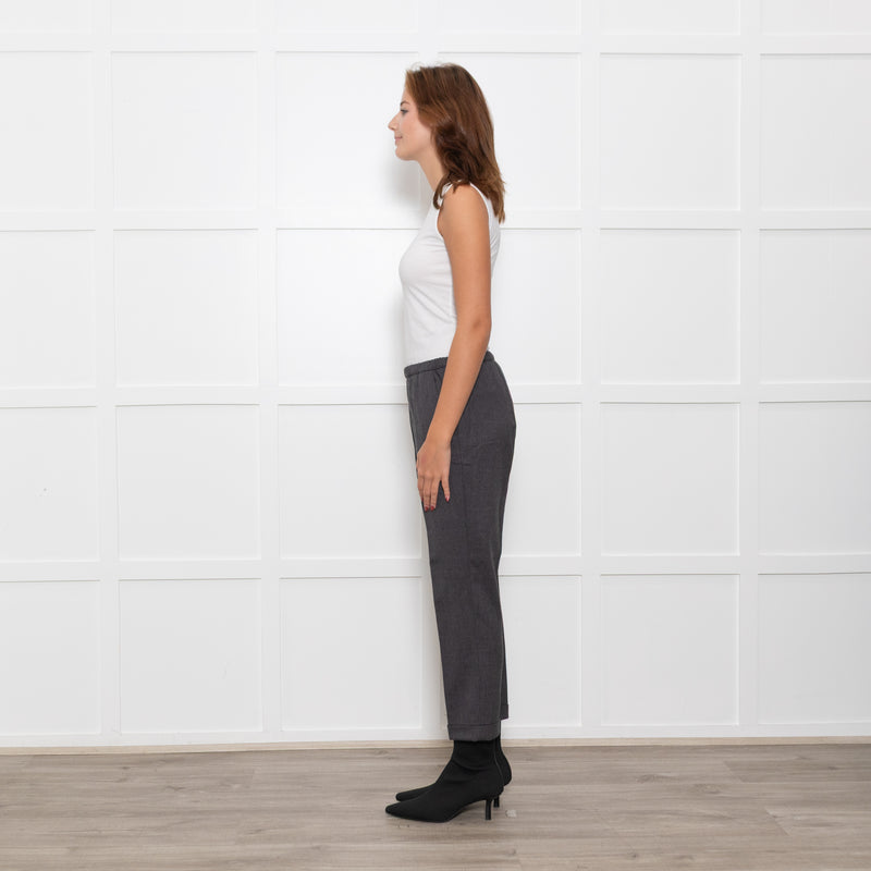 Masscob Grey Elasticated Waist Cigarette Trousers