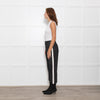 Me + Em Black/White Fleck Joggers With Cream Side Stripe
