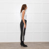 Me + Em Black/White Fleck Joggers With Cream Side Stripe
