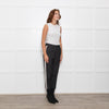 Me + Em Black/White Fleck Joggers With Cream Side Stripe