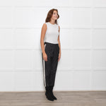 Me + Em Black/White Fleck Joggers With Cream Side Stripe