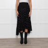 By Iris Black Shirred Waist Black Frill Skirt with Metallic Design
