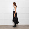 By Iris Black Shirred Waist Black Frill Skirt with Metallic Design