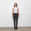 Luisa Spagnoli Stretch Grey Wool Trousers with Grosgrain Waist Trim