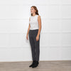 Luisa Spagnoli Stretch Grey Wool Trousers with Grosgrain Waist Trim