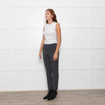 Luisa Spagnoli Stretch Grey Wool Trousers with Grosgrain Waist Trim
