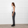 Luisa Spagnoli Stretch Grey Wool Trousers with Grosgrain Waist Trim