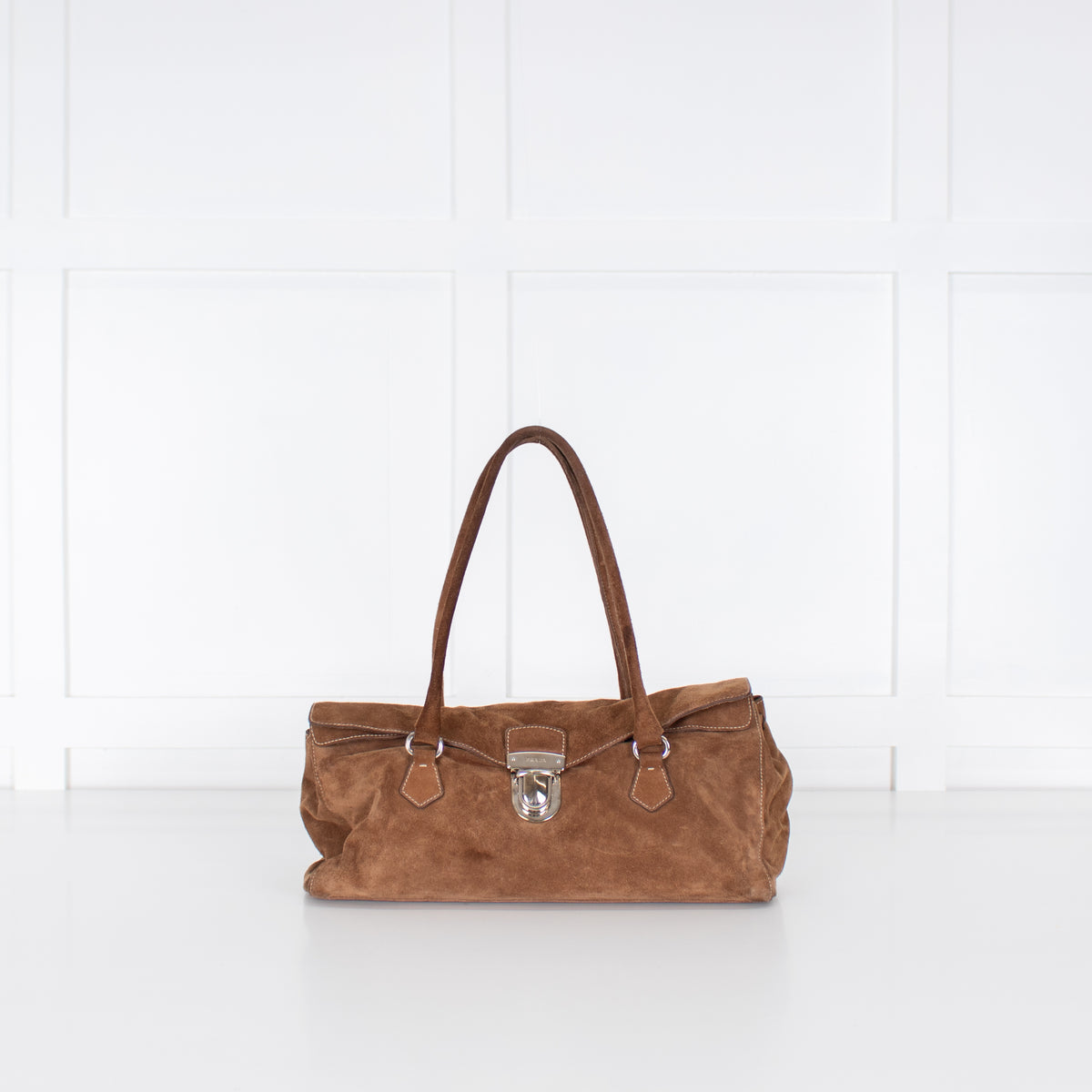 Prada Brown Camoscio Suede Shoulder Bag