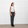 Luisa Spagnoli Stretch Grey Wool Trousers with Grosgrain Waist Trim