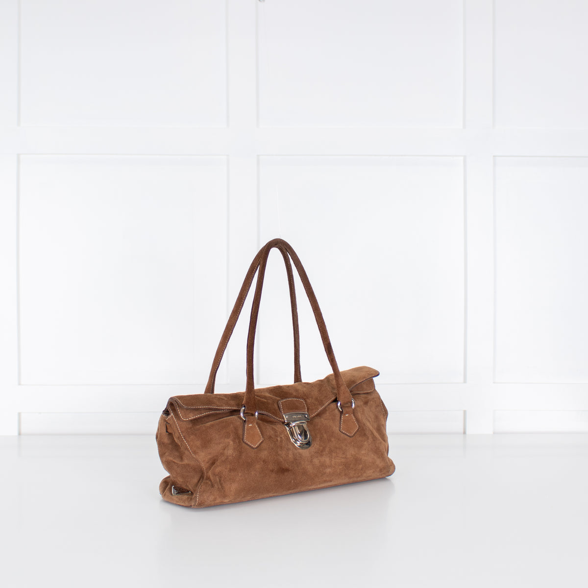 Prada Brown Camoscio Suede Shoulder Bag