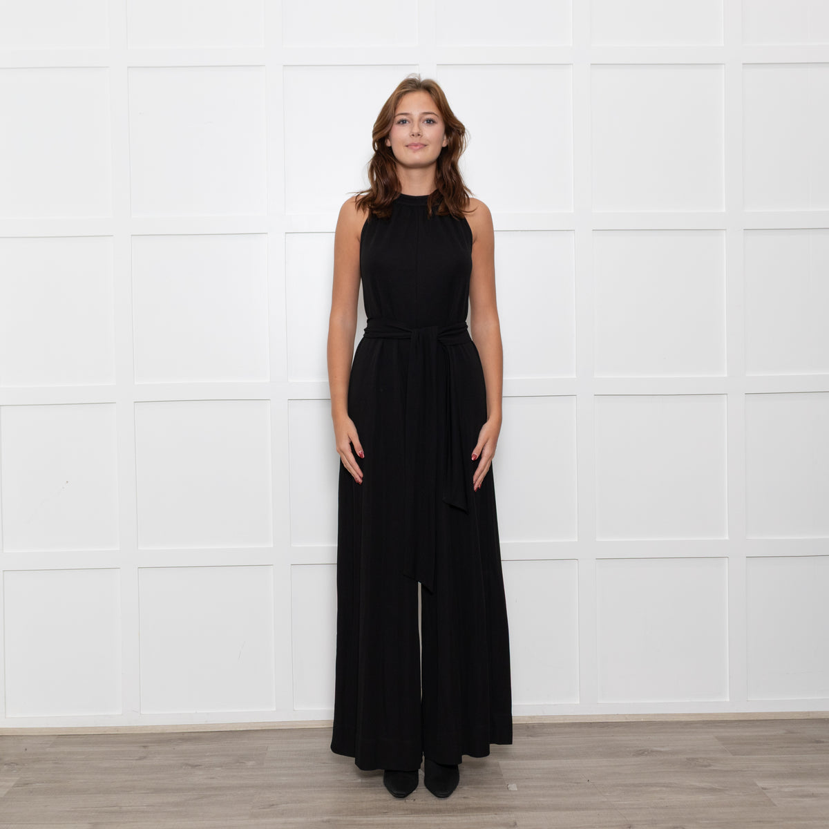 Me + Em Black Sleeveless Belt Jumpsuit