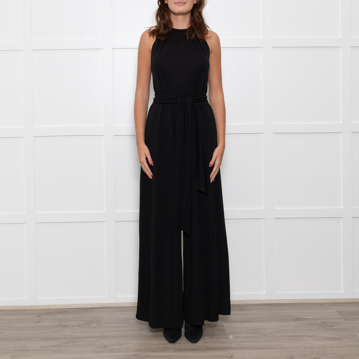 Me + Em Black Sleeveless Belt Jumpsuit