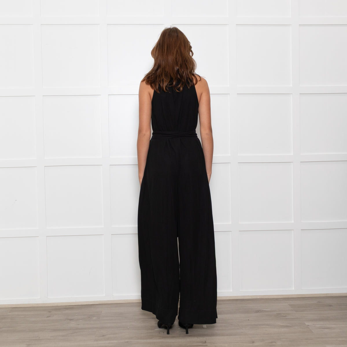 Me + Em Black Sleeveless Belt Jumpsuit