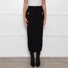 Balmain Black Ribbed Knit Pencil Skirt