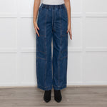 Me + Em Blue Pocket Detail Elasticated Waist Denim Trousers