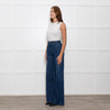 Ida High Waisted Front Pocket Buckle Wide Leg Blue Jeans