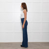 Ida High Waisted Front Pocket Buckle Wide Leg Blue Jeans