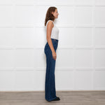 Ida High Waisted Front Pocket Buckle Wide Leg Blue Jeans