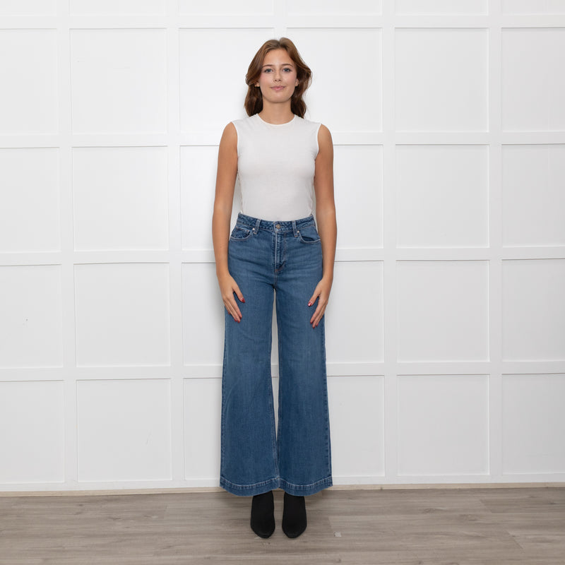 Paige Blue Denim Wide Leg Jeans