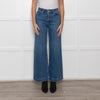 Paige Blue Wide Leg Straight Distressed Detail Denim Trousers