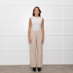 Vince Cream Wool Blend Wide Leg Trousers